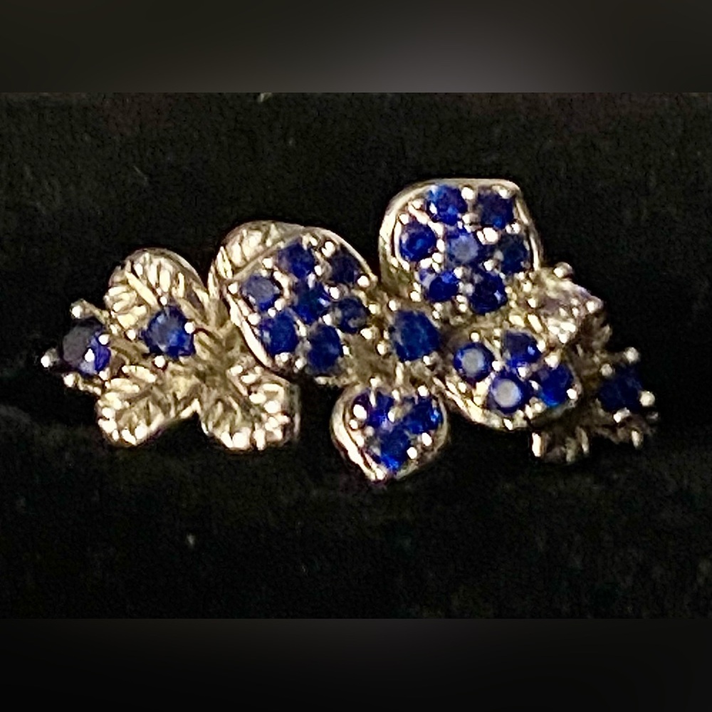 💍 Sterling Silver Blue CZ Floral Ring 925 | Cluster Design | Size 6 💍